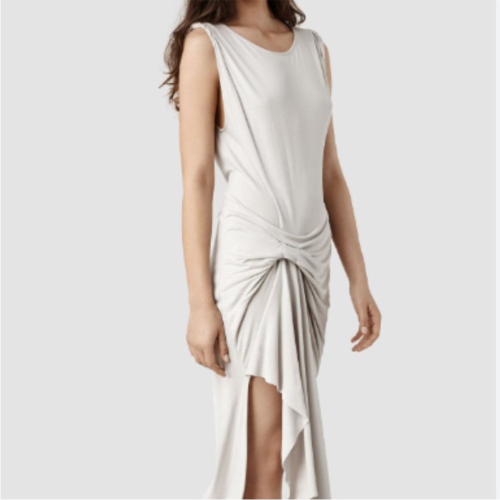 All Saints Riviera VI Dress Size L Sleeveless Light Gray/Ecru